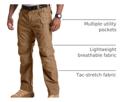 Jessie Kidden reinforced-stitch cargo pants shown during rugged outdoor activity