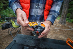 Jetboil CrunchIt slot for carabiner or key ring attachment.