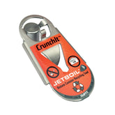Jetboil CrunchIt puncture tool shown puncturing a canister for recycling.