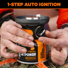 Jetboil Flash 1.0L three-point locking system ensures secure pot connection.