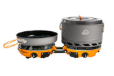 Jetboil Genesis Basecamp dual-burner stove for quick backcountry cooking and fast boiling.