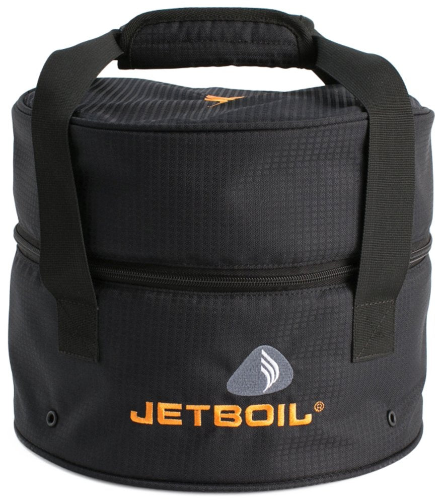 Jetboil Genesis System Bag keeps stove, FluxPot, and pan protected during backcountry transport.