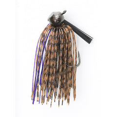 Jewel Bait Company Football Jig in brown 5/8-ounce for deep-water fishing through rocks and brush.
