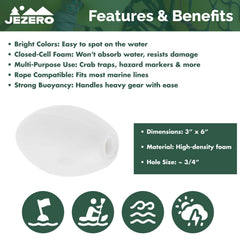 JEZERO white dock floats provide high visibility and reliable mooring.
