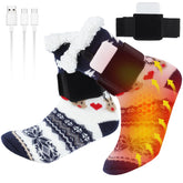 Jhua rechargeable heated socks with heating pad warming feet during study or work.