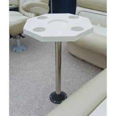 JIF Marine Octagonal Ivory Table Kit shows 26x28 inch surface