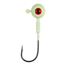 Jigging World Power Ball Jig Head 1oz Glow boosts attraction for fluke and bass