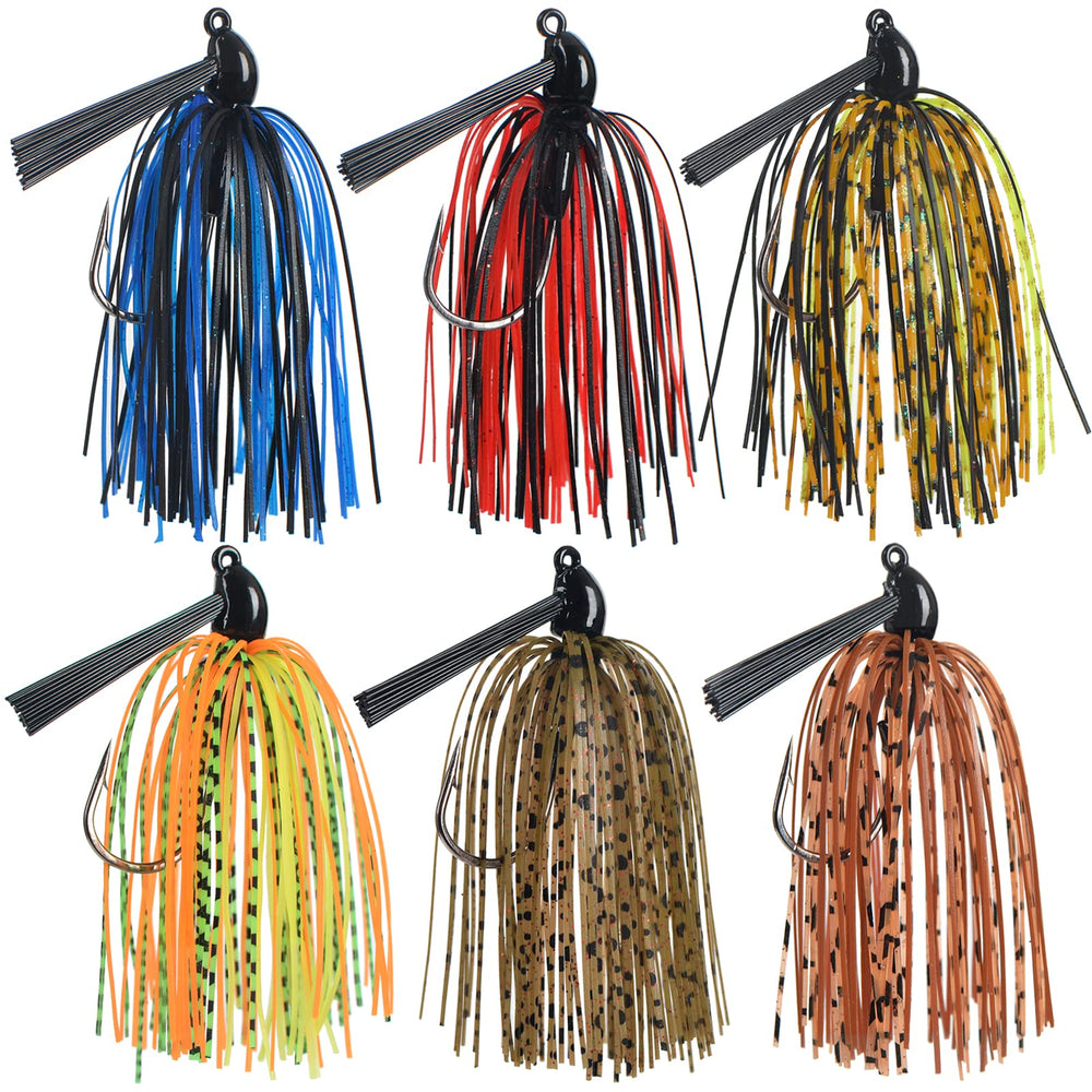Jigreat weed guard jig 3/8 oz with multi-color silicone skirt, image 1