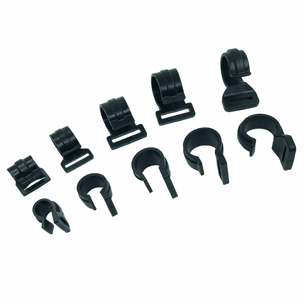 JIUMEI 11mm C-clamp secures tent poles with simple locking action.