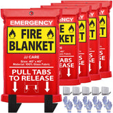 JJ CARE Fire Blanket five-pack with hooks for quick kitchen safety