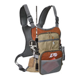 JLDTOP fly fishing chest pack orange and gray front view