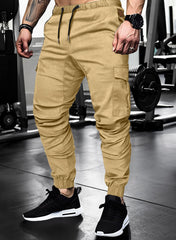 JMIERR men's cargo pants side contour highlights ergonomic silhouette.