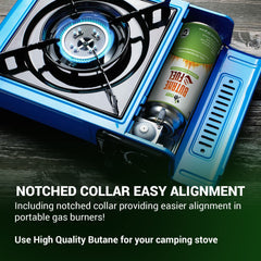 Jo Chef notched collar aids quick alignment with gas burners.
