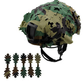 JOAXOR tactical helmet cover in mesh camouflage for quick concealment during CQB and airsoft.