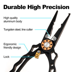 Built-in hook remover and crimp features on Joe Cast Newport pliers