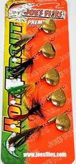 Joe's Flies Super Striker 1/4 oz spinner flies – 5-piece assortment, front view