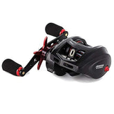 JOHNCOO Titan baitcasting reel front view highlights compact aluminum frame for durable performance.