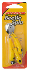 Johnson Beetle Spin yellow-black-dot with removable spinner for plain jig setups
