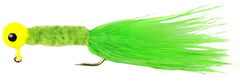 Johnson Berkley Beetle Bou chartreuse 2in lure with lifelike feathers for panfish attraction
