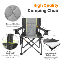 Join Nature camping chair with beverage holder keeps drinks within reach during gatherings.