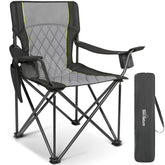 Join Nature folding camping chair open in black, stable outdoor seating for extended use