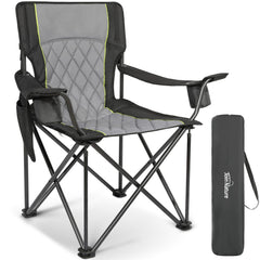 Join Nature folding camping chair open in black, stable outdoor seating for extended use
