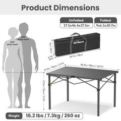Join Nature camping table with carry bag simplifies transport.