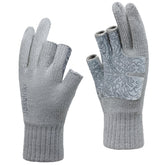 Front view of Jökulríki Merino Wool Gloves 3-Cut Fingers in Gray