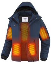 Joohoo heated jacket core heating coverage shows graphene warmth across chest and back.
