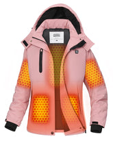 Joohoo heated jacket for women in pink front view provides on-the-go warmth for chilly commutes.