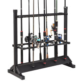 Jorazor 24-slot aluminum fishing rod rack in black