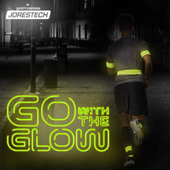 JORESTECH wristbands worn on arm show neon-yellow visibility for outdoor activity