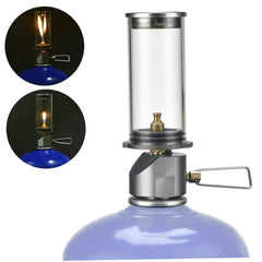 Jorzer camping lantern with toughened glass shade resists wind.