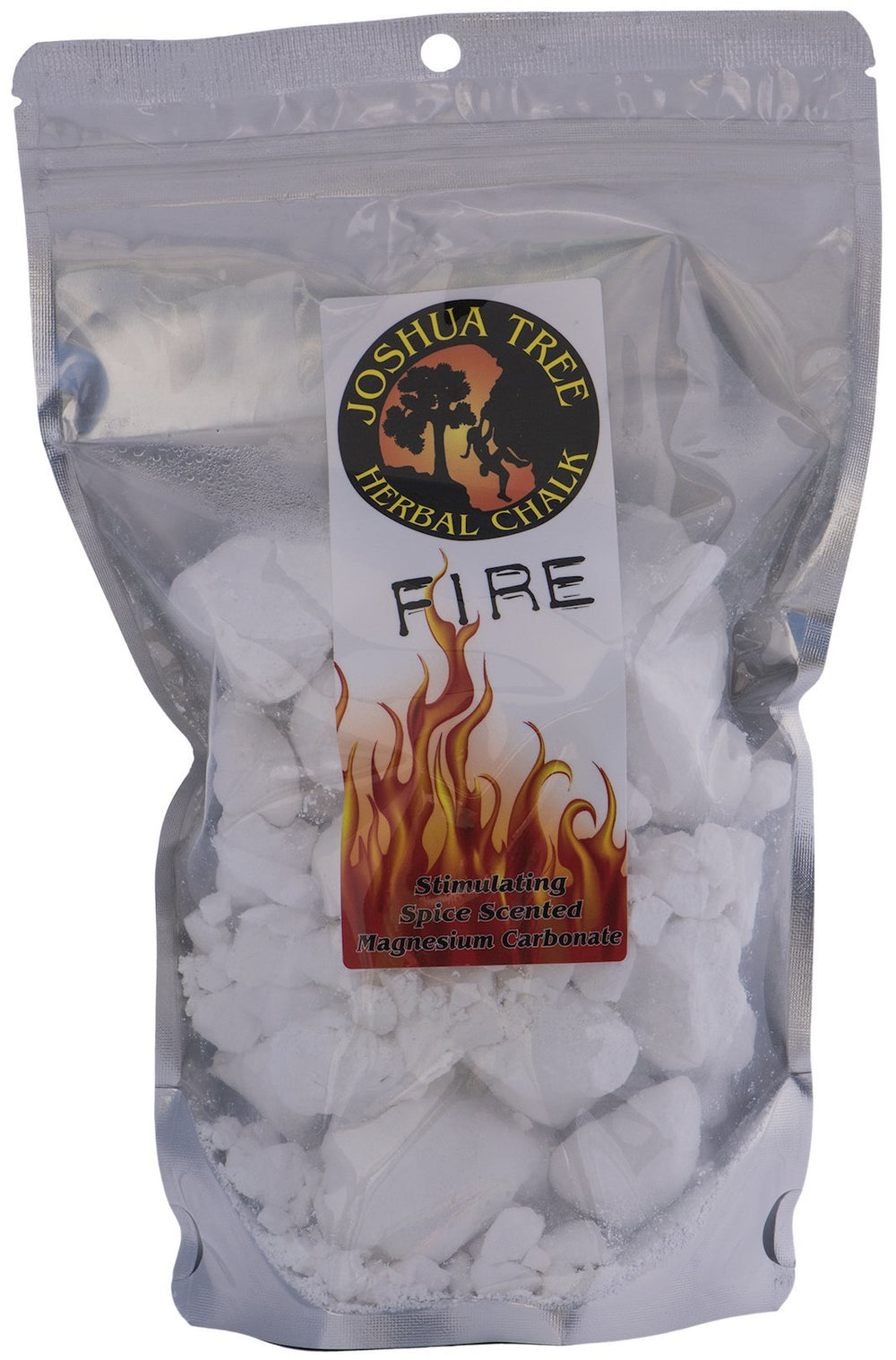 Joshua Tree spice-scented herbal chalk in a standup pouch for enhanced grip and focus