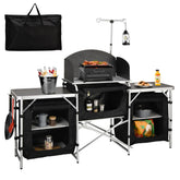 JOUYEK Camping Kitchen Table with preinstalled frame enables quick, tool-free setup outdoors.