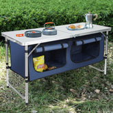 JOUYEK camping table folded side view highlights compact portability for travel