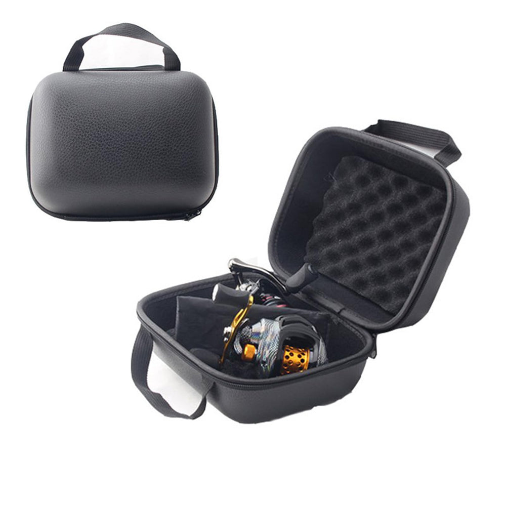 JOYSOG fishing reel bag with outer leather shell protects reels on outdoor trips.