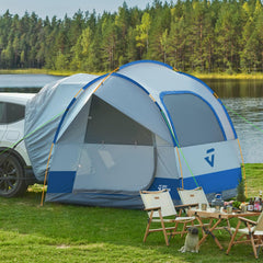 JOYTUTUS SUV Tent rainfly provides weather protection for family car camping.