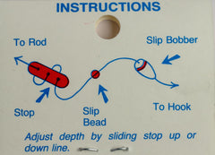 Close-up of bobber stop and bead components