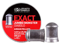 JSB Match Diabolo Exact Jumbo Monster .22 Cal pellets, 25.39 grains, domed, 200ct