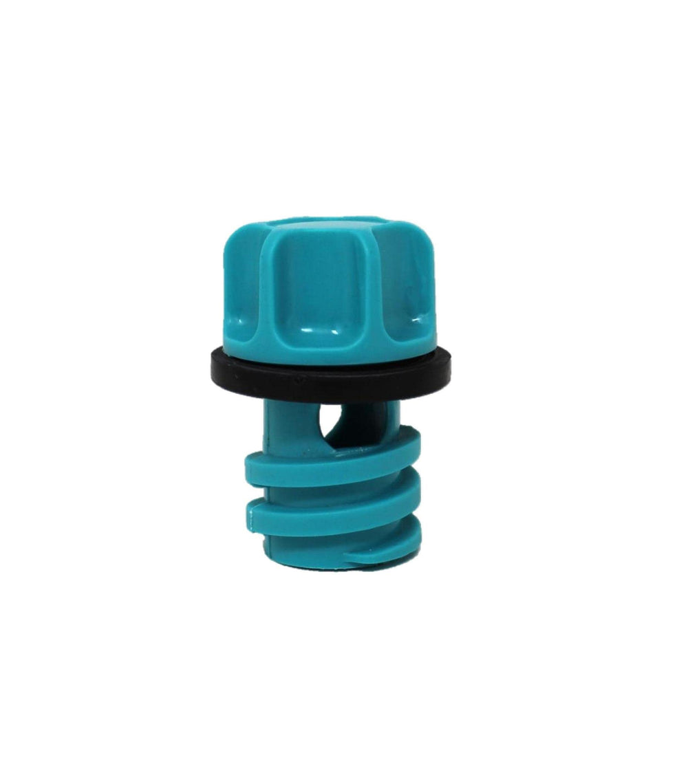 JSP Manufacturing teal drain plug for leak-resistant cooler seals.