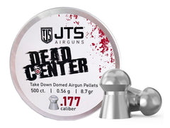 JTS Dead Center domed pellets in blister pack for easy transport and .177 cal plinking
