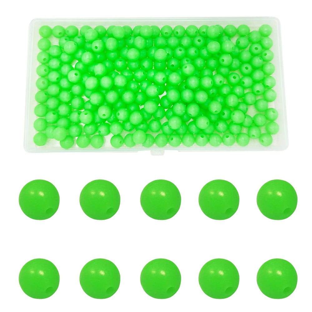 Plastic box containing 200 glow fishing beads, 8mm size