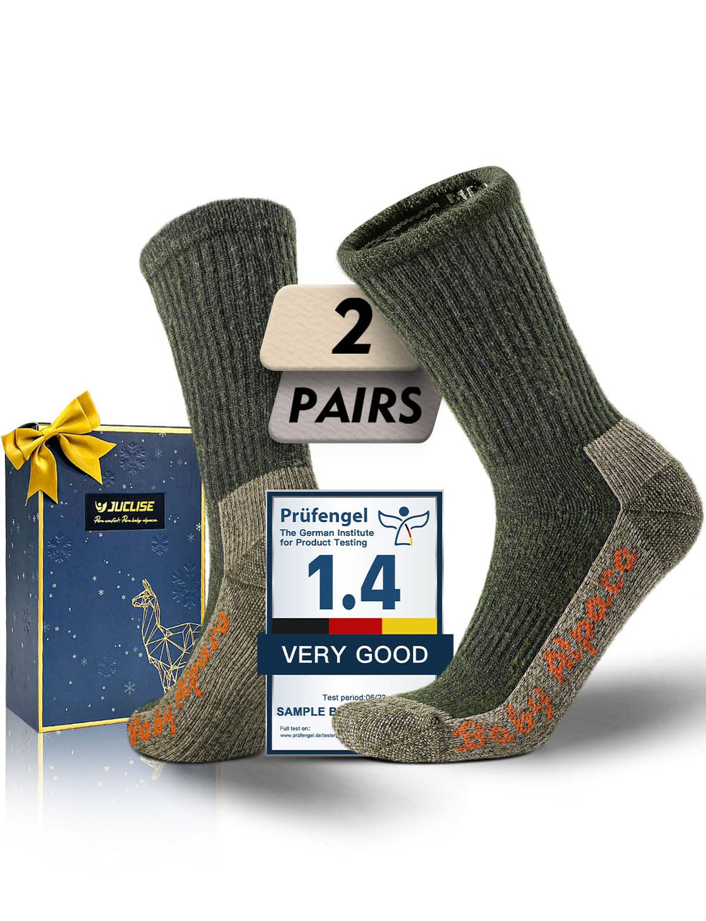 Juclise Alpaca Wool Hiking Socks Pack showcases warm, durable performance for cold-day hikes.