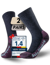 Juclise Alpaca Wool Warm Hiking Socks deep-purple front view with cushioned sole for hiking.