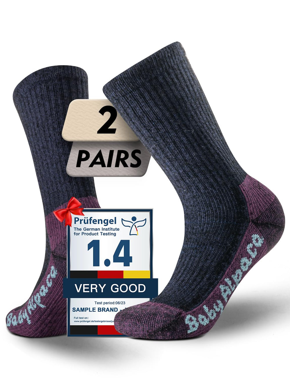 Juclise Alpaca Wool Warm Hiking Socks front view for all-day warmth and outdoor comfort