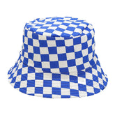 JUENAWMIU cotton checkered bucket hat front view offering sun protection in style.