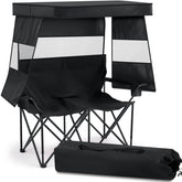 Juexica double beach chair left view with canopy for sun protection