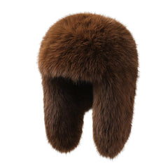 Julpsk winter warm faux fur trapper hat front view, plush warmth for cold days