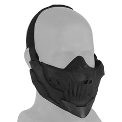 Jungle Leopard airsoft mask with triangular head strap for secure, even pressure
